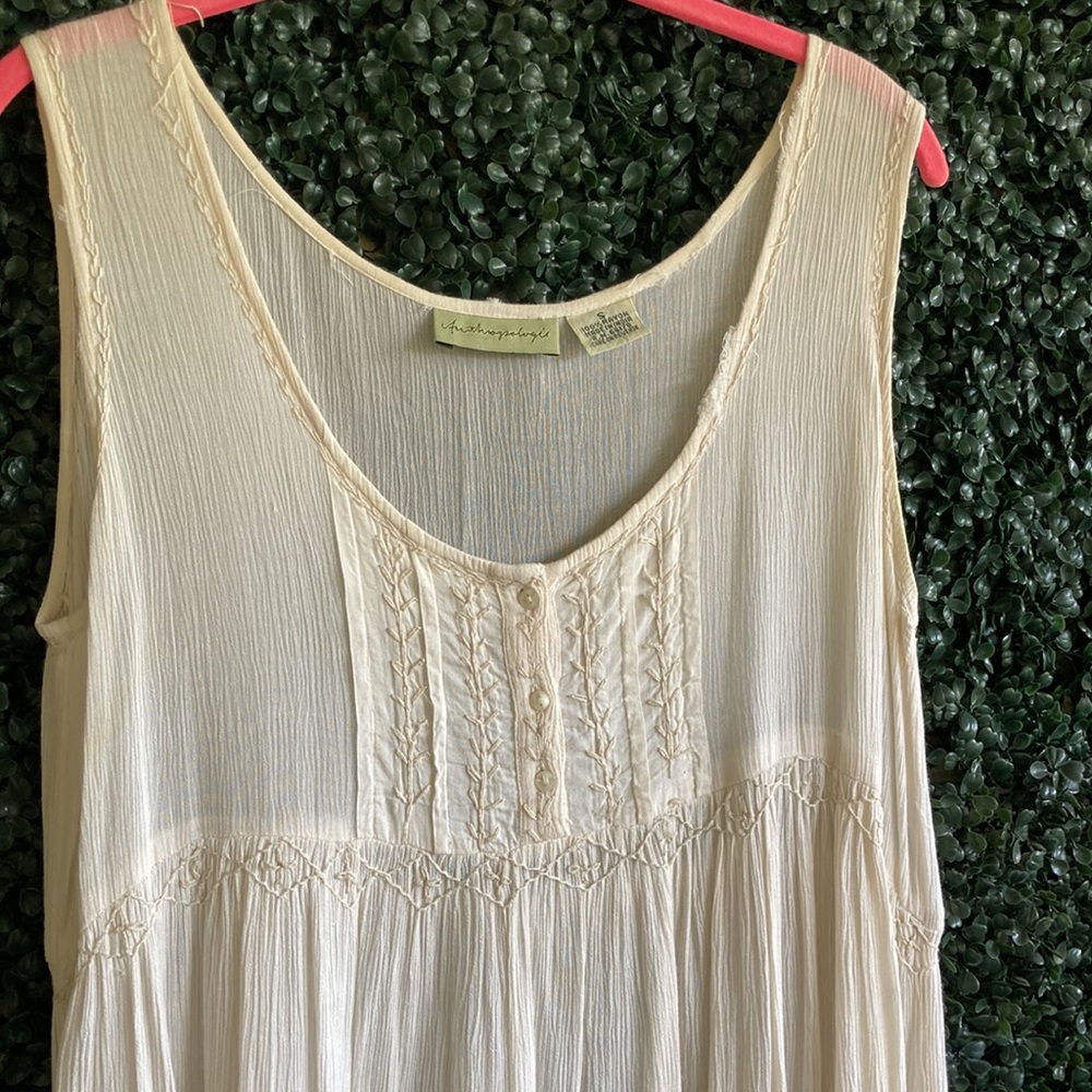 90s/ vtg Anthropologie tiered prairie babydoll dress - Picture 3 of 16